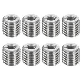 sourcing map 8Pcs Threaded Insert, Stainless Steel M12 x 1.75 Male to M6 x 1 Female Repair Nut 12mm Long Thread Adapters Sleeve Reducing Nut Thread Repair Screw for Hardwoods Softwoods