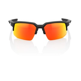 100% Speedcoupe Sport Performance Sunglasses - Sport and Cycling Eyewear (Soft TACT Black - HIPER Red Multilayer Mirror Lens)