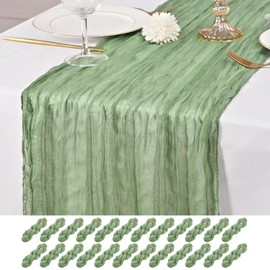 24 Pack Sage Green Table Runner 10Ft Long Cheesecloth Table Runner Rustic Gauze Table Runner Romantic Sage Sheer Fabric Cheese Cloth Table Runner for Wedding Party Bridal Baby Shower