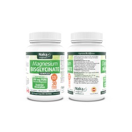 Naka Magnesium Bisglycinate Complex, 200 mg PURE Elemental Magnesium, Superior Absorption, Vegan (90+30 FREE vcaps)