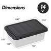 Yesdate 14 L Clear Storage Box with Black Lid, Plastic