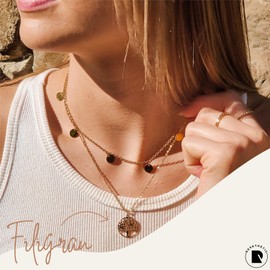 Reskthetic® - Tree of Life Necklace Adjustable 5 Coin Women's Necklace I Women's Tree of Life Necklace in Gold, Silver, Rose Gold Stainless Steel I Tree of Life Chain, Stainless Steel, silver