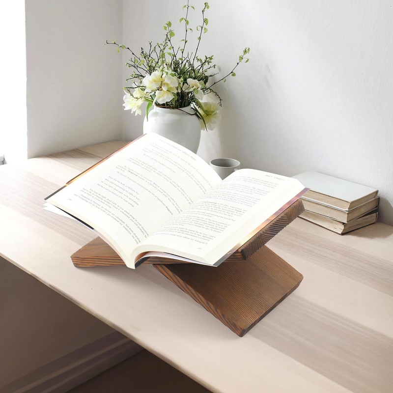Wood Book Stand for Reading - Book Display Stand, Cook