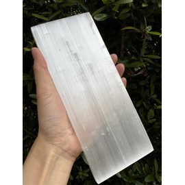 GAF TREASURES Large 8" x 3" Polished Selenite Slab | Crystal Charging Tile, Cleansing Plate, Moroccan Selenite Crystal