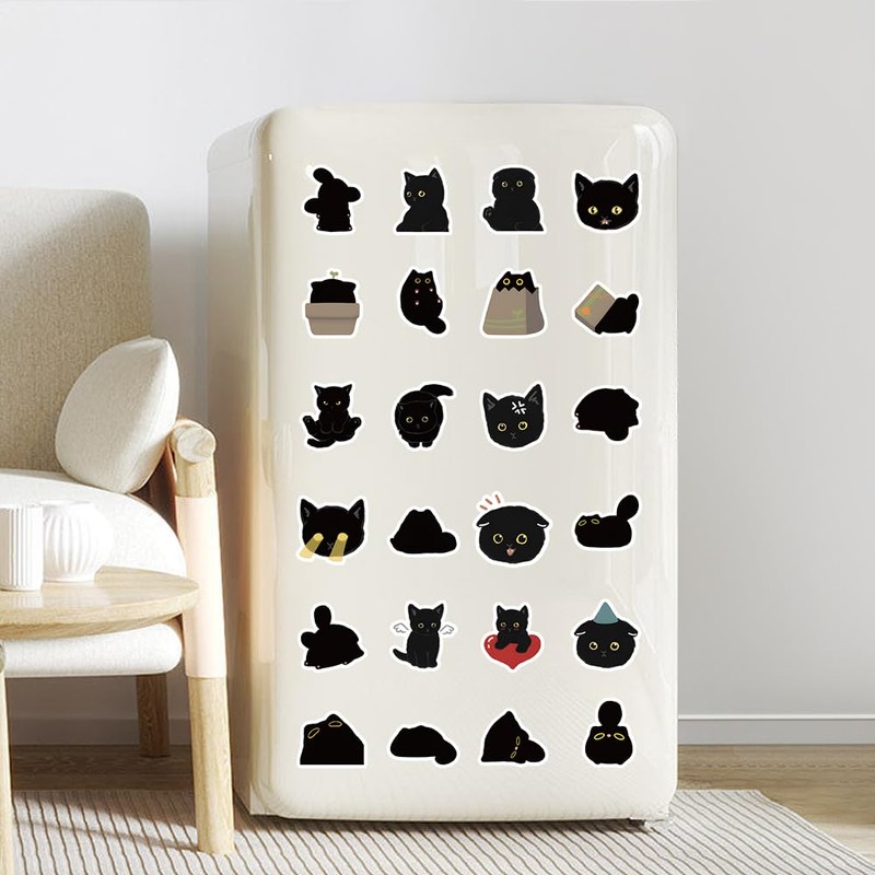 100pcs Cute Black Cat Stickers Kawaii Small Stickers Decorative Masking