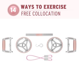 Ab Roller Wheel 14-in-1Exercise Roller Wheel Kit for Abdominal & Core Strength Training Perfect Home Gym Equipment for Women (Pink)