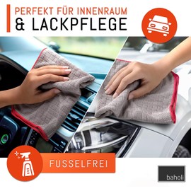 BAHOLI 8 x Microfibre Cloths Including 1 x Polishing Pad Extra Gentle on Paint - Microfibre Cloth Car Care 40 x 40 cm Lint-Free & Without Fraying