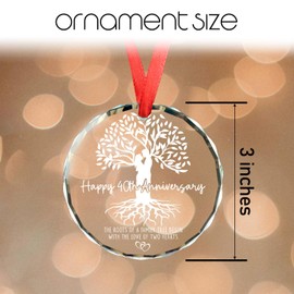Happy 40th Anniversary Wedding Gift for Couple, 40 Year Anniversary Romantic Gifts for Him Her, 40th Wedding Gifts for Husband Wife Couple - Glass Christmas Ornaments
