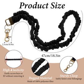 Stretchy Lanyards for Teachers, Cute Scrunchie Lanyard Teacher Neck Keychain With Clip Closure for ID Card and Keys Scrunchy Lanyards for Keys Neck