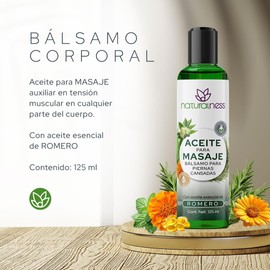 Naturalness Bálsamo Corporal para Masaje Terapéutico Piernas Cansadas 125 ml – Mentol y Alcanfor con aceite esencial de Romero, Sensación de Bienestar Muscular, Circulación, Hinchazón y Pesadez.