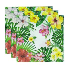 40Pcs Tropical Hibiscus Floral Greenery Paper Napkins, 6.5in