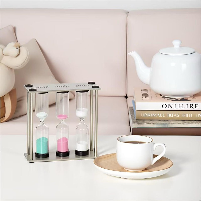 Small 3-in-1 Sand Timer, 3 inch Hourglass with Brushed Stainless