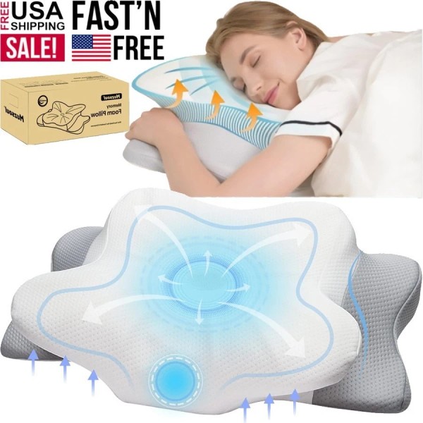 Pulatree Cervical Pillow for Neck&Shoulder Pain Relief Sleeping-Ergon