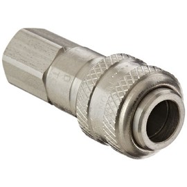 Dixon Valve 2DF2-S Stainless Steel 303 Automatic Industrial Interchange Pneumatic Fitting, Socket, 1/4" Coupler x 1/4" - 18 NPTF Female Thread