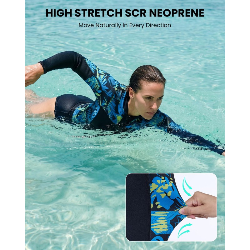 Owntop Women Wetsuit Top, 2mm Thermal High Stretch Neoprene