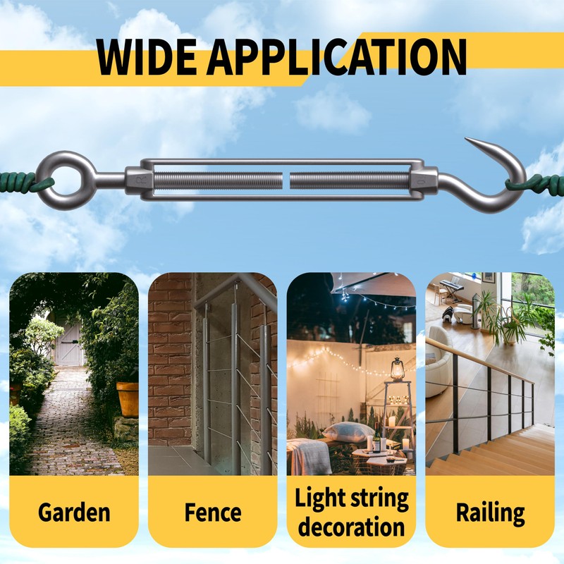 RiaYer 165FT Outdoor String Light Hanging Kit, 1/16" Vinyl-Coated 304