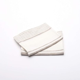 LinenMe 47 x 70 cm 100% Linen Hand Towels – Cream/Grey