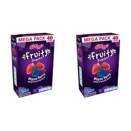 Fruity Snacks, Mixed Berry, Gluten Free, Fat Free, 32 Oz (40 Pouches) Pack of 2