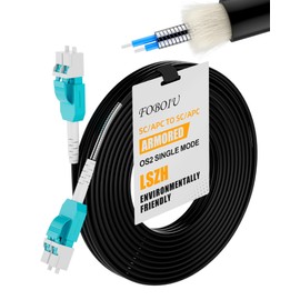 Foboiu Uniboot OM3 Fiber Optic Cables LC to LC 15M(50FT) 1pack, Outdoor Multimode Duplex LC to LC Fiber Patch Cable, Armored Fiber Optics Patch 10gb 50/125m LSZH for SFP+ Transceivers