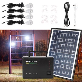 Solar Generator 18V 12W Power Station Portable Solar Power Inverter Generator with Solar Panel Emergency Generator with 4 Bulb for Outdoors Camping Travel Hunting Supply Energy