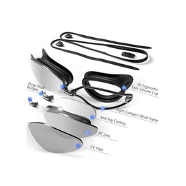 COPOZZ S3 Swim Goggles for Adult, Swimming Goggles Clear Vision Anti Fog UV400 Protection No Leaking for Men Women Youth
