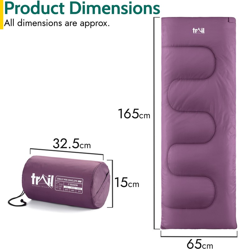 Trail Kids Sleeping Bag, Mini Envelope 200gsm, 2 Season Summer