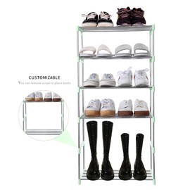 Jucaifu Stackable Small Shoe Rack, Entryway, Hallway and Closet Space Saving Storage and Organization (10-Tier, Green)