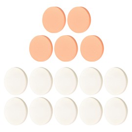 15 Pack Makeup Sponges，Circle Foundation Sponge, Soft & Reusable，Cosmetics Marshmallow Sponge for Liquid, Creams, and Powders, Ideal for Daily Use(White & Skin Color, 55 * 7mm)