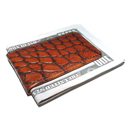 Scully Men's Croc Embossed Leather Magnetic Money Clip Cognac