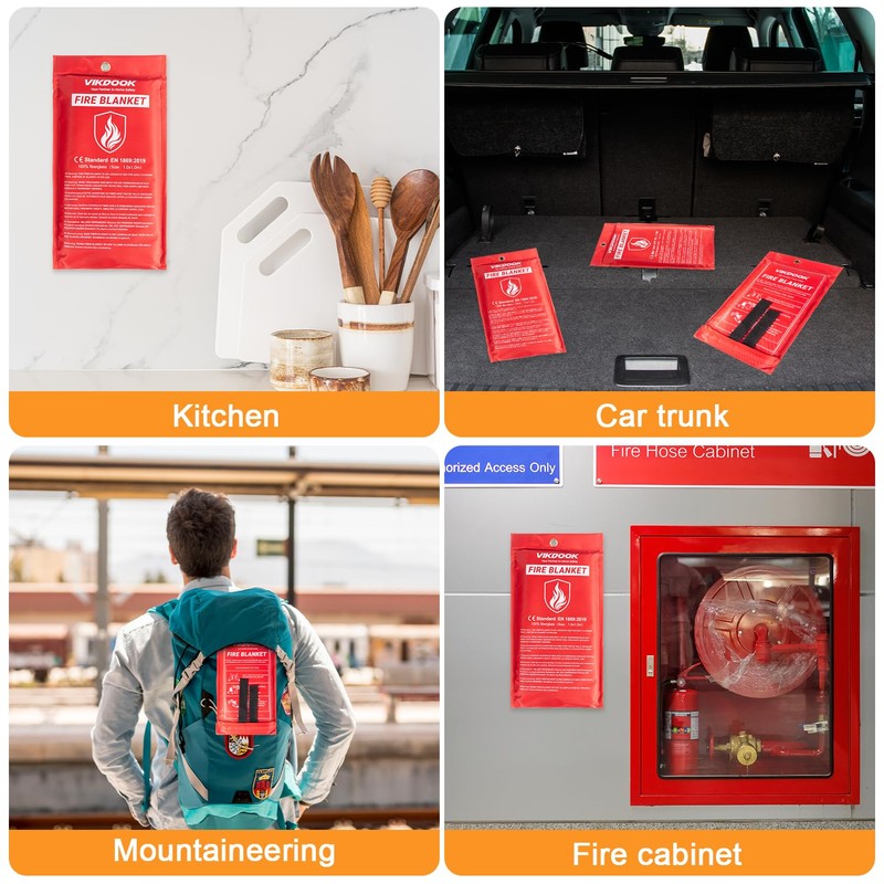 VIKDOOK Fiberglass Fire Blanket For Home Kitchen Camping Emergency 1.0m