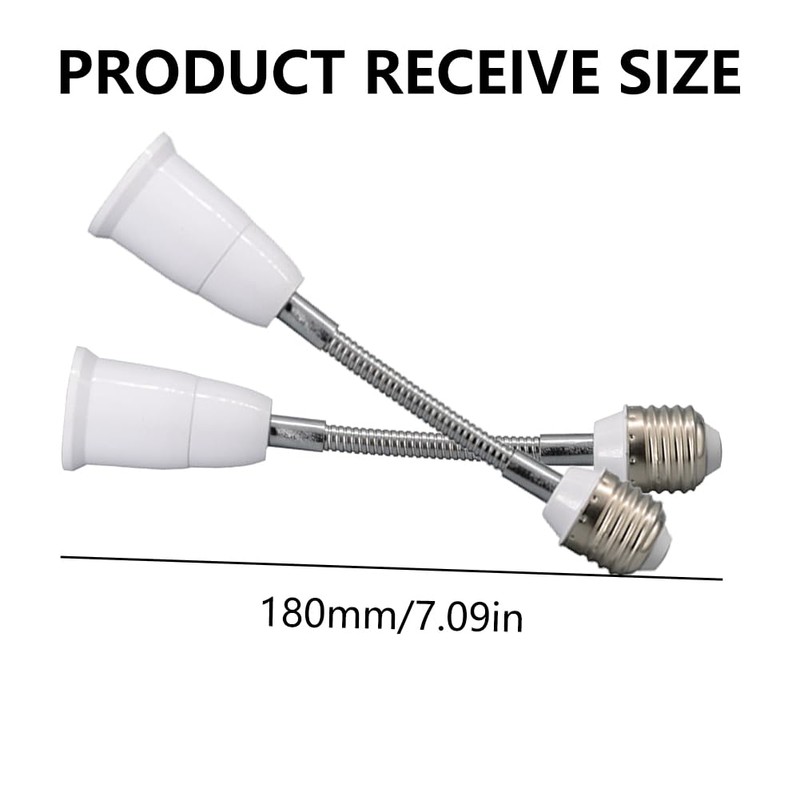 2Pcs Light Socket Extender,Flexing Neck All Directional Light Bulb Socket