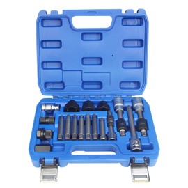 UTMALL 18pcs Alternator Pulley Service Decoupler Insert Bit Socket Set Tool Kit, Alternator Pulley Removal Tool, Car Alternator Pulley Remover Decoupling Puller