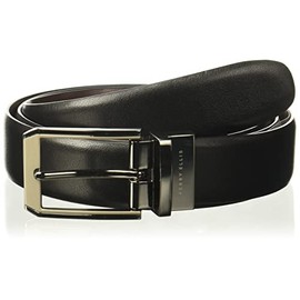Perry Ellis Men's Portfolio 2-Tone Reversible Belt With Genuine Leather, Matte, Shine Buckle (Sizes 30-42 Inches), Blk20, 34
