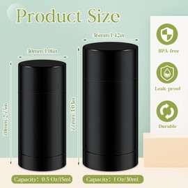 Teenyyou 30 Pcs Empty Deodorant Containers Twist Filling Stick up Plastic Deodorant Container Refillable Deodorant Bottles Bottomfill Round Lip Balm Tubes for DIY Lipstick Crayon(30ml,Black)