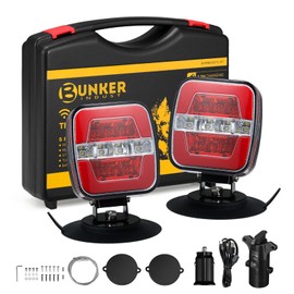 Wireless Trailer Lights Kit, Adjustable Magnetic Towing Lights with Brake Stop Turn Reverse Light for Trucks, Boat, RV, Vehicle, Caravan