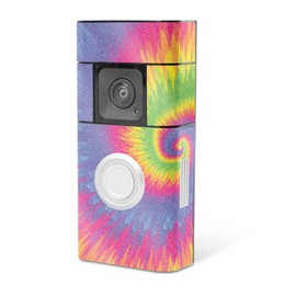 MightySkins Glossy Glitter Skin Compatible with Ring Video Doorbell Plus - Vibrant Tie Dye | Protective, Durable High-Gloss Glitter Finish | Easy to Apply