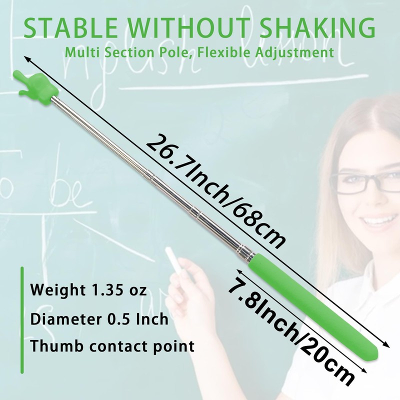 LYMXsd Teacher Fingertip Stick, Classroom Pointer, Retractable Hand Pointer, Elementary