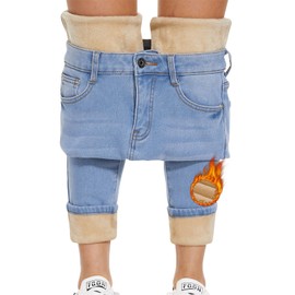 Women's Fleece Lined Jeans Thicken High Waisted Skinny Stretch Jeans for Women Winter Warm Thermal Flannel Lined Butt Lift Jeans Fleece Lined Pants Women Black US 2