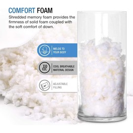 WonderSleep Dream Rite Shredded Memory Foam Pillow Series Luxury Adjustable Loft Home Pillow Hotel Collection Grade Washable Removable Cooling Bamboo Derived Rayon Cover- Queen 1 Pack