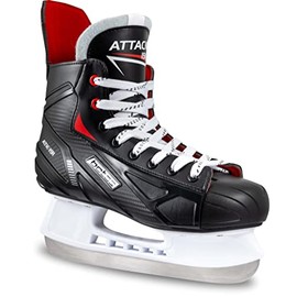 Botas - Attack 191 - Men's Ice Hockey Skates | Made in Europe (Czech Republic) | Color: Black/Red/White, Men's 12
