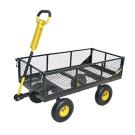 RIDALIYA 950 lbs Steel Garden Cart, Heavy Duty Yard Utility Wagon with 10" Pneumatic Tires, Removable Mesh Sides and 180° Rotating Anti-Slip 2-in-1 Convertible Handle