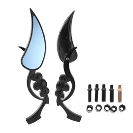 ACROPIX M8/M10 Motorcycle Rear View Mirrors Bar End Side Mirrors Mount Adjustable Black Aluminum Alloy Teardrop Shape