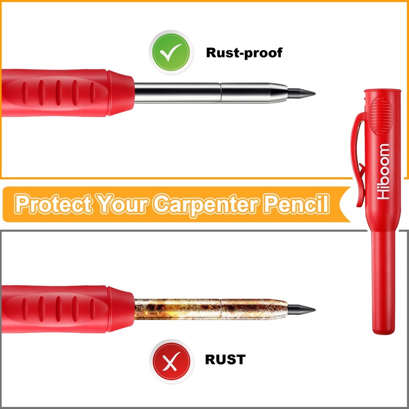 Hiboom 4 Pack Mechanical Carpenter Pencils with 24 Refills, 2.8