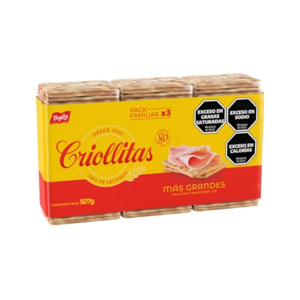 Bagley Criollitas Water Biscuits Classic Galletitas, 1x3 pack 507 g / 17.9 oz