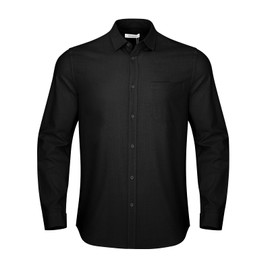 Button Down Linen Shirts for Men Casual Long Sleeve Regular Fit Cotton Beach Shirts with Pocket