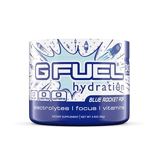 G Fuel Hydration Blue Rocket Pop tina (30 porciones) Elite Fórmula de hidratación