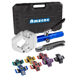 AMZCNC 71500 Hydraulic A/C Hose Crimper Kit - Handheld Crimping Tool Set with Snap-On Dies for Air Conditioning Hose Repair