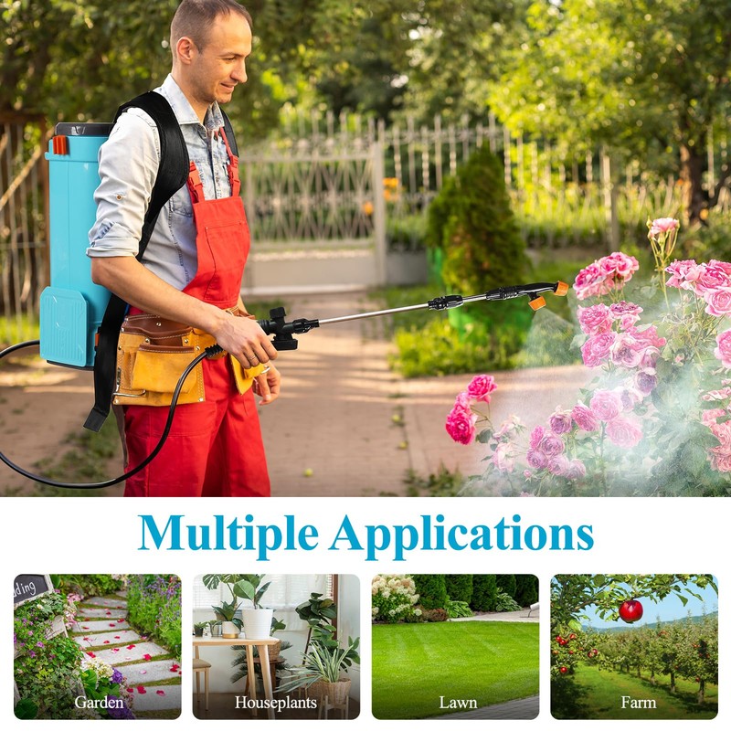 Battery Powered Backpack Sprayer 4 Gallon, 100 PSI Electric Garden