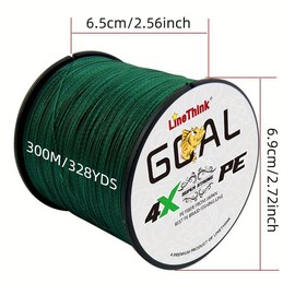 LineThink GOAL 300m/328yds Durable 4-strand Multifilament PE Braided Fishing Line – Super Strong, Anti-Abrasion, Smooth Casting, Lure Sea Fishing Tackle, Fishing Equipment, Christmas Gift - Color: Multicolor, Specification: 1.0#-0.16mm-20lb