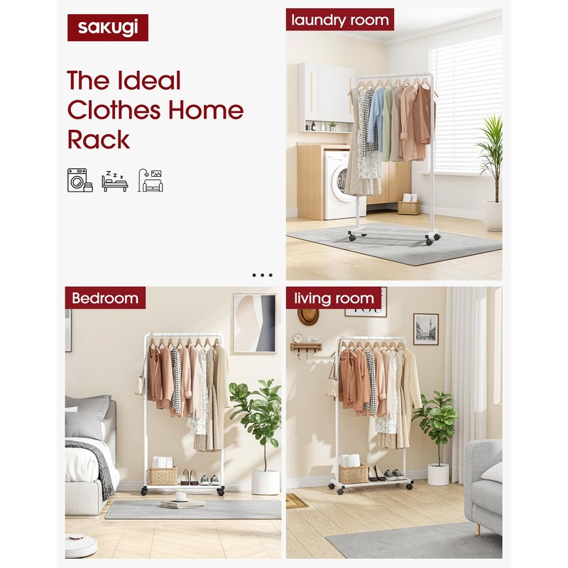 Sakugi Clothes Rack - Clothing Rack with Storage Mesh Shelf